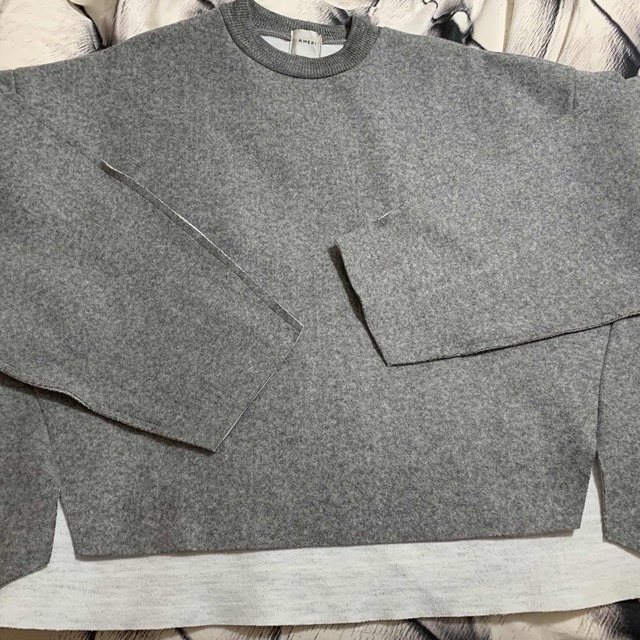 Ameri VINTAGE(アメリヴィンテージ)のSEAM SLEEVE WOOL TOP グレー レディースのトップス(カットソー(長袖/七分))の商品写真