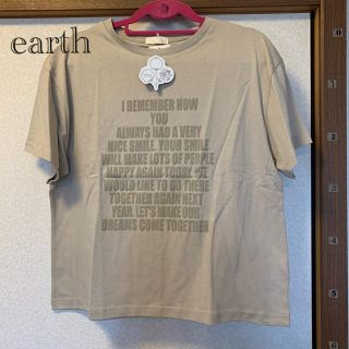 アースミュージックアンドエコロジー(earth music & ecology)のearth ドロップショルダーメッセージプリントTシャツ　新品(Tシャツ(半袖/袖なし))