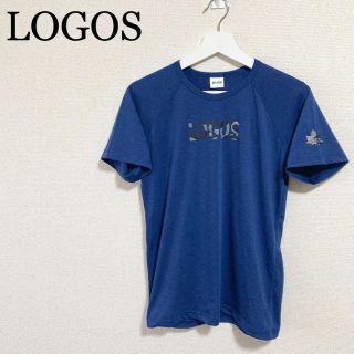 ロゴス(LOGOS)の★未使用★LOGOS Tシャツ レディースM 青 迷彩柄ロゴ(Tシャツ(半袖/袖なし))