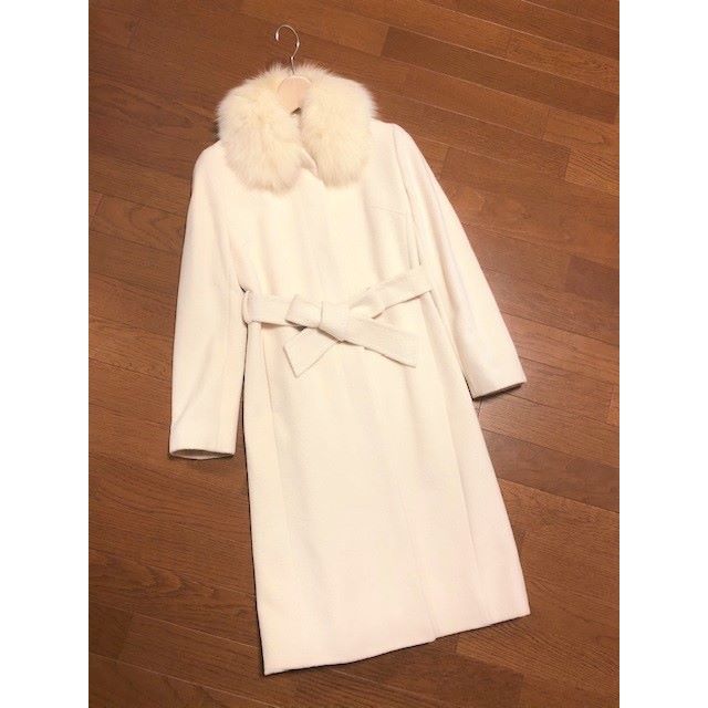 美品エフデef-de☆フォックスファー付アンゴラコート - ロングコート