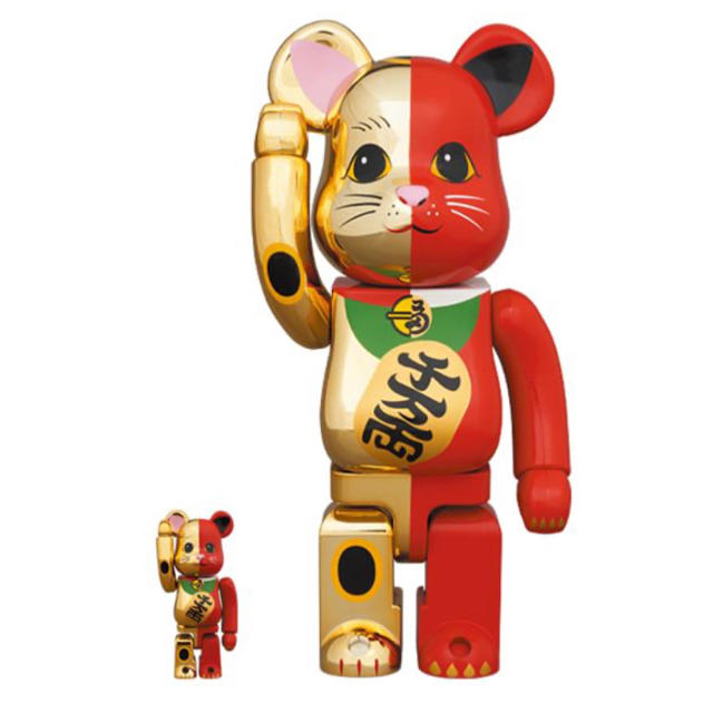 BE@RBRICK 招き猫 金×赤 100％ & 400％