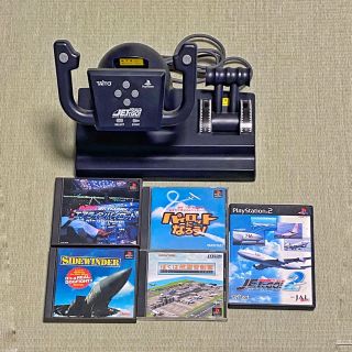 プレイステーション2(PlayStation2)のプレステ２専用JetでGOコントローラ＋ゲームソフト5点(家庭用ゲームソフト)