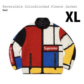 シュプリーム(Supreme)のXL Supreme Colorblocked Fleece Jacket 赤(ブルゾン)