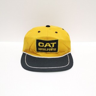 80s CAT キャタピラー 紐付き ワッペン ワーク キャップ CAP 帽子(キャップ)
