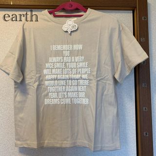 アースミュージックアンドエコロジー(earth music & ecology)のearth ドロップショルダーメッセージプリントTシャツ(Tシャツ(半袖/袖なし))