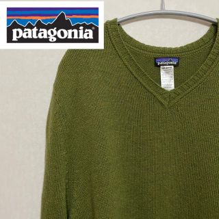 パタゴニア(patagonia)の草様専用 パタゴニア ニット Ｖネック XL ビッグシルエット グリーン 90s(ニット/セーター)