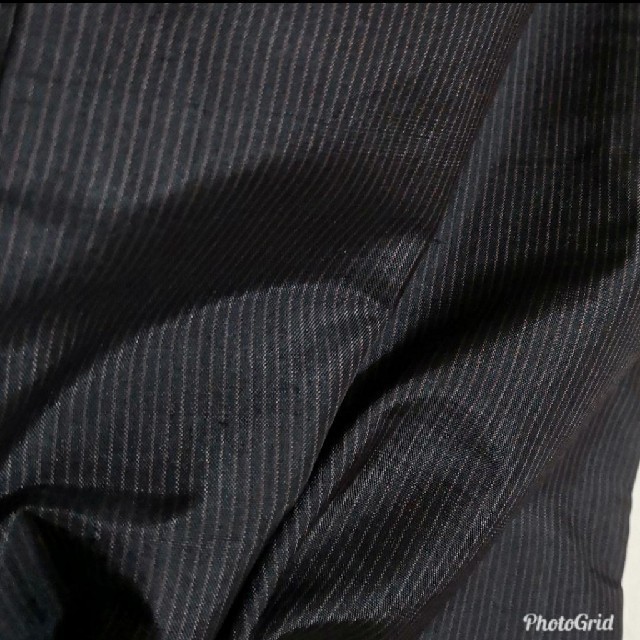 美品 男性着物 ☆正絹 黒地に茶の縦縞 メンズの水着/浴衣(着物)の商品写真