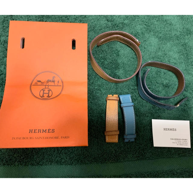 レディースエルメス Hウォッチ用 レザーベルト ダブル 2本セット HERMES