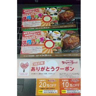 ブロンコビリーありがとうクーポン ドリンク&ジェラートバー無料(レストラン/食事券)