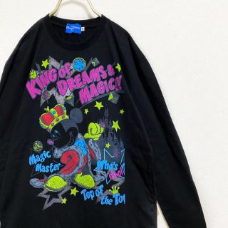 ディズニー(Disney)の【廃盤】ディズニー ミッキー キング ロンT メンズ S ブラック 古着(Tシャツ/カットソー(七分/長袖))