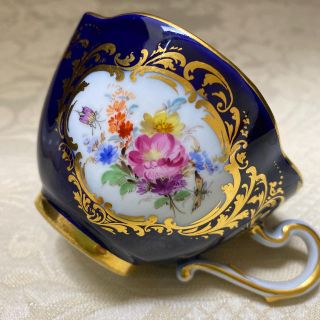 マイセン(MEISSEN)の★追加画像　オールドマイセン コバルト金彩 クローバー型 カップ＆ソーサー②(食器)