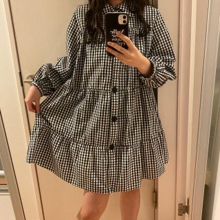 ザラ(ZARA)のギンガムチェック ティアードワンピース(ミニワンピース)