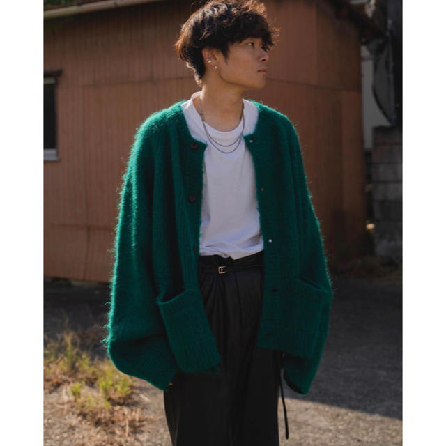 SUNSEA(サンシー)のstein 20aw KID MOHAIR CARDIGAN "GREEN" メンズのトップス(カーディガン)の商品写真