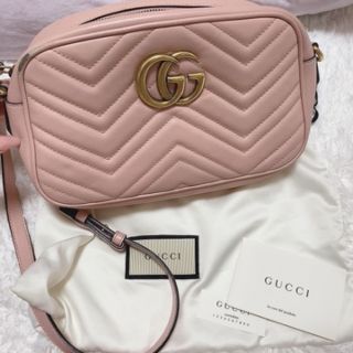 グッチ(Gucci)のGUCCI GGマーモント ショルダーバッグ ライトピンク(ショルダーバッグ)