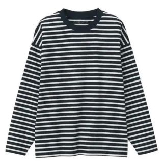 ムジルシリョウヒン(MUJI (無印良品))のMuji Labo 天竺編み　ドロップショルダーボーダーＴシャツ　ムジラボ(Tシャツ/カットソー(七分/長袖))