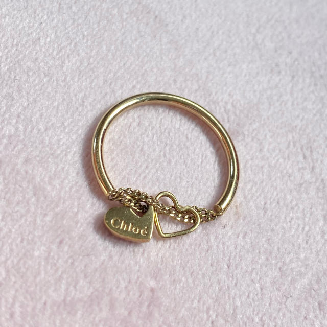 Chloe(クロエ)の美品 Chloe クロエ 指輪 リング ハート チェーン ゴールド 金色 レディースのアクセサリー(リング(指輪))の商品写真