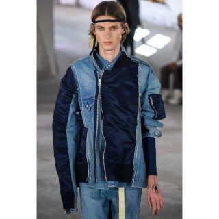 サカイ(sacai)の【名作・美品】 sacai 19SS デニムMA-1 ハイブリッドブルゾン(Gジャン/デニムジャケット)