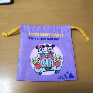 ディズニー(Disney)のDisney ディズニー 巾着 巾着袋 紫×緑(キャラクターグッズ)