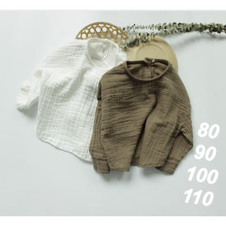 プティマイン(petit main)のリネンロングＴシャツ  80 90 100 110  韓国子供服  男女兼用(Tシャツ/カットソー)