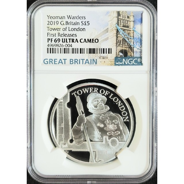 イギリス 2019 ロンドン塔 ヨーマン ウォーダーズ 5ポンド 銀貨 PF69
