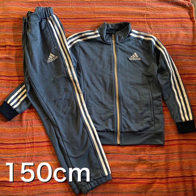 adidas(アディダス)の①adidasジャージ上下/デニムブルー150cm スポーツ/アウトドアのサッカー/フットサル(ウェア)の商品写真