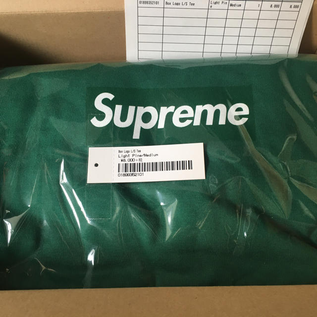 supreme box logo L/S tee S light pine 緑