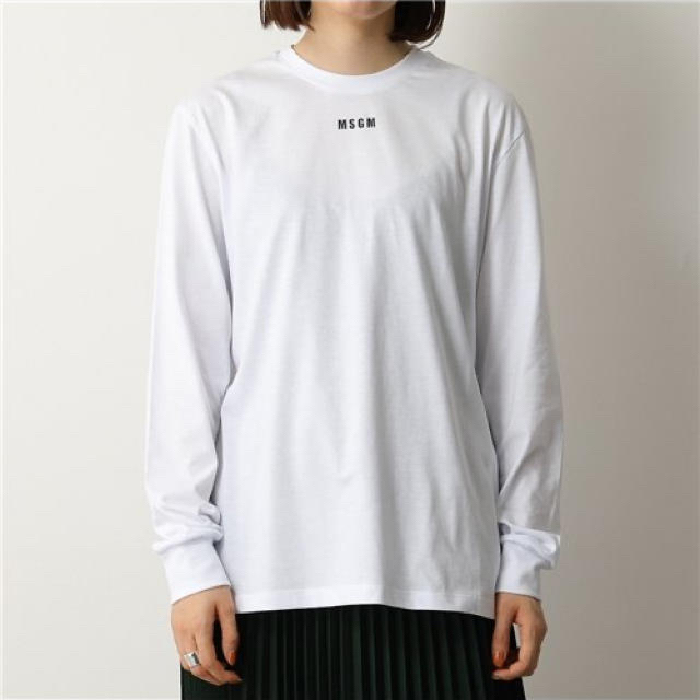 【MSGM】長袖Tシャツ　ロングカットソー　クルーネック　ちびロゴ　レディース