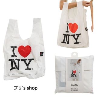 【新品未使用】BAGUU バグーエコバック 人気柄 I Love NY(エコバッグ)