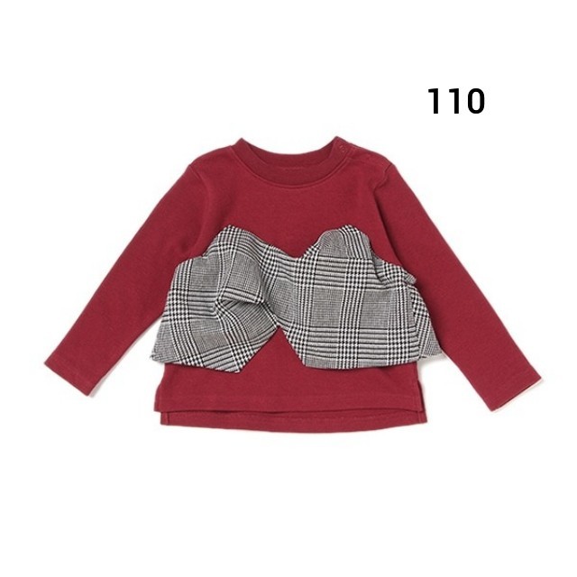 petit main(プティマイン)の新品 petit mainチェックビスチェドッキングTシャツ110 キッズ/ベビー/マタニティのキッズ服女の子用(90cm~)(Tシャツ/カットソー)の商品写真