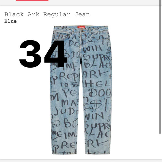 supreme Black Ark Regular Jean blue 34デニム/ジーンズ