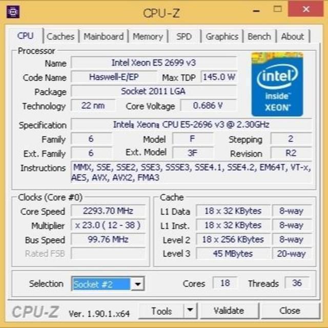 intel XEON E5-2696 v3 2.30GHz LGA2011 18 - 8