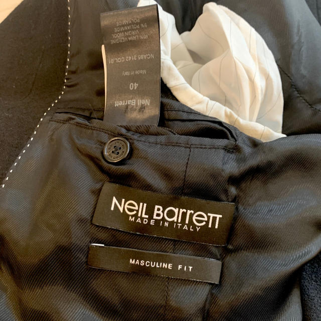 NEIL BARRETT(ニールバレット)の値下✨Neil Barrett ニールバレット　ノーカラーコートブラック メンズのジャケット/アウター(チェスターコート)の商品写真