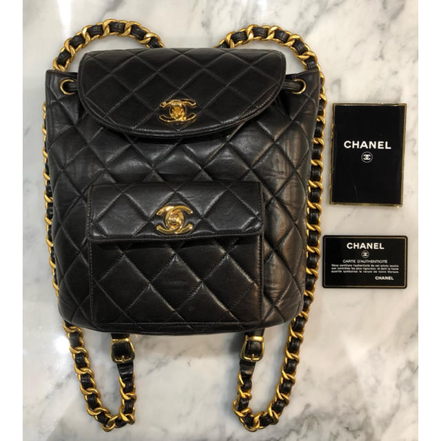 ■CHANEL■マトラッセ リュックサック■ヴィンテージ　シャネル■ブラック×ゴールド金具サイズ