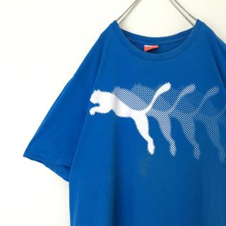 プーマ(PUMA)の◆ビッグサイズ◆ PUMA プーマ ビッグプリント半袖Tシャツ ブルー 古着(Tシャツ/カットソー(半袖/袖なし))