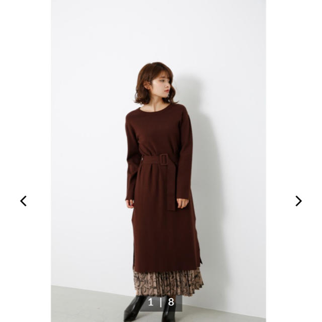 rienda Pattern Pleats SET Knit OP