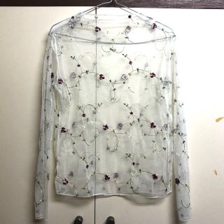 ゴゴシング(GOGOSING)の刺繍シースルートップス　韓国(カットソー(長袖/七分))