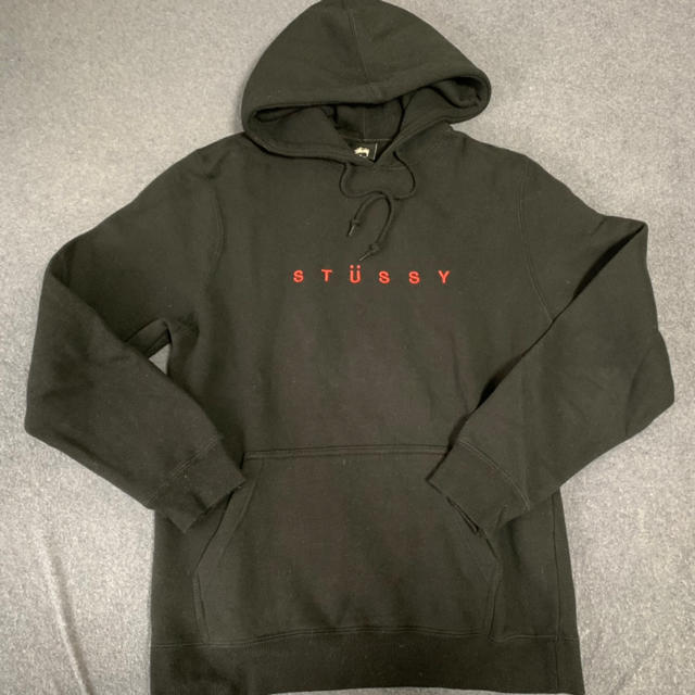 【美品】STUSSY/オーバーサイズブラックパーカーメンズ