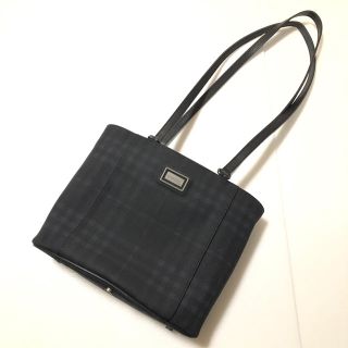 バーバリー(BURBERRY)のBurberry バーバリー ミニトートバッグ 黒×ネイビー ナイロン×レザー(トートバッグ)