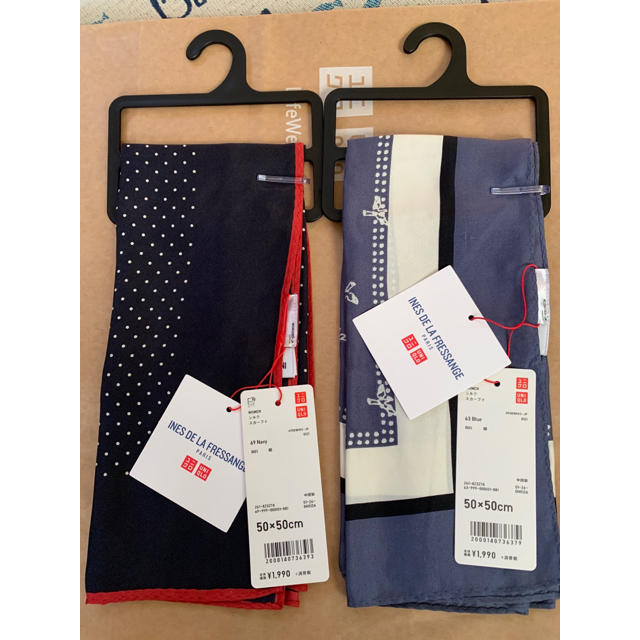 UNIQLO(ユニクロ)のUNIQLO イネス　シルクスカーフ　2点 レディースのファッション小物(バンダナ/スカーフ)の商品写真