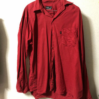 アニエスベー(agnes b.)のagnis b. アニエスベー　メンズ長袖シャツ　赤　Lサイズ(シャツ)