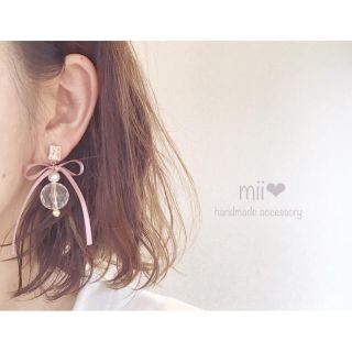 long ribbon×crystal (ピアス)