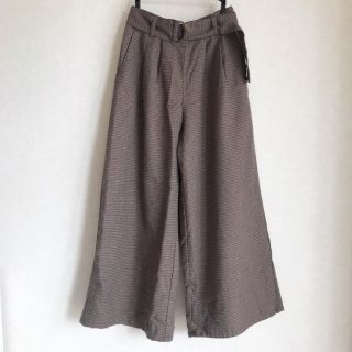 ショコラフィネローブ(chocol raffine robe)のチェック ワイドパンツ ブラウン 秋冬(カジュアルパンツ)