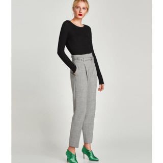 ザラ(ZARA)のZARA ザラ パンツ ハイウエストパンツ ベルト付きハイウエストパンツ(カジュアルパンツ)