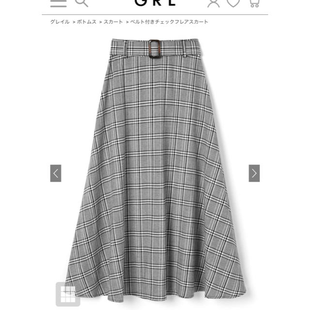 GRL(グレイル)のベルト付きチェックフレアスカート レディースのスカート(ロングスカート)の商品写真