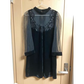 ザラ(ZARA)のZARA ザラ　ベロアシースルーワンピース(ひざ丈ワンピース)