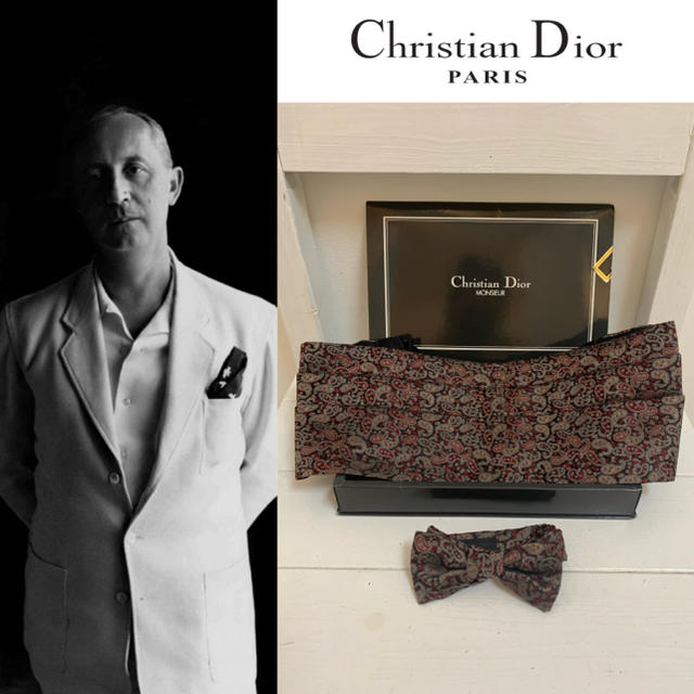 Christian Dior PARIS ペイズリー柄 ボウタイ カマーバンド