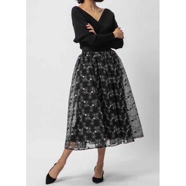 DOUBLE STANDARD CLOTHING(ダブルスタンダードクロージング)のダブスタ❣️新品割引❣️ポリエステル フラワーオーガンジー スカート レディースのスカート(ひざ丈スカート)の商品写真