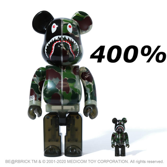 BE@RBRICK CLEAR ABC CAMO SHARK BAPE グリーン BE@RBRICK CLEAR ABC CAMO SHARK BAPE グリーン