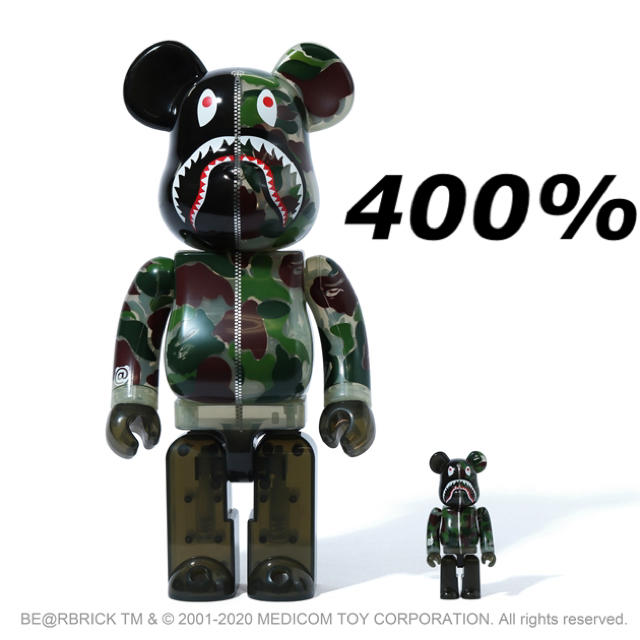 BE@RBRICK CLEAR ABC CAMO SHARK BAPE グリーン