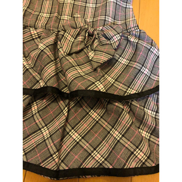 チェックワンピース　黒×ピンク　120cm キッズ/ベビー/マタニティのキッズ服女の子用(90cm~)(ワンピース)の商品写真